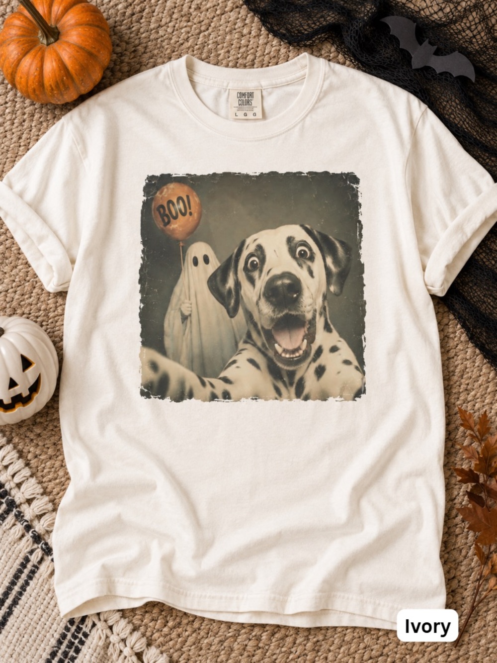 Dalmatian Dog Halloween Shirt Ghost Selfie Graphic Tee